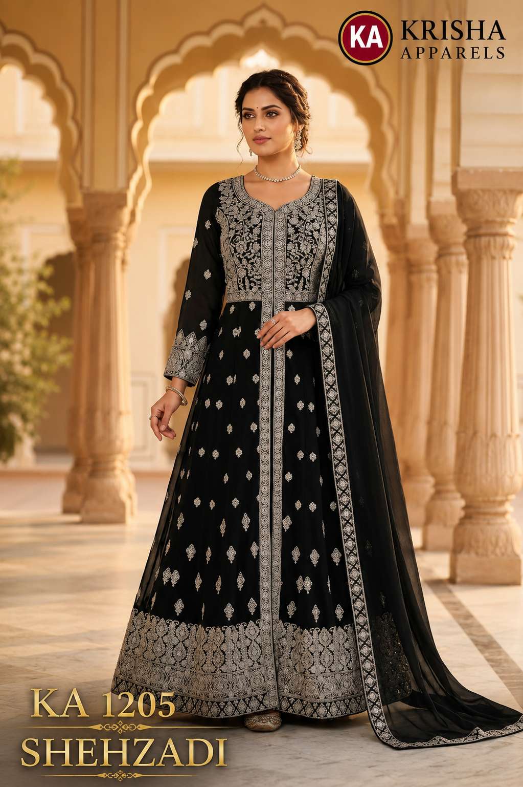 KRISHA APPARELS KA1205 SHEHZADI LONG GOWN SET WITH DUPPTA 